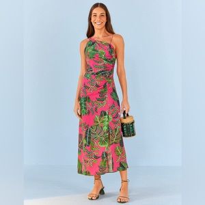 Farm Rio Pink Leaves Midi Dress - Medium